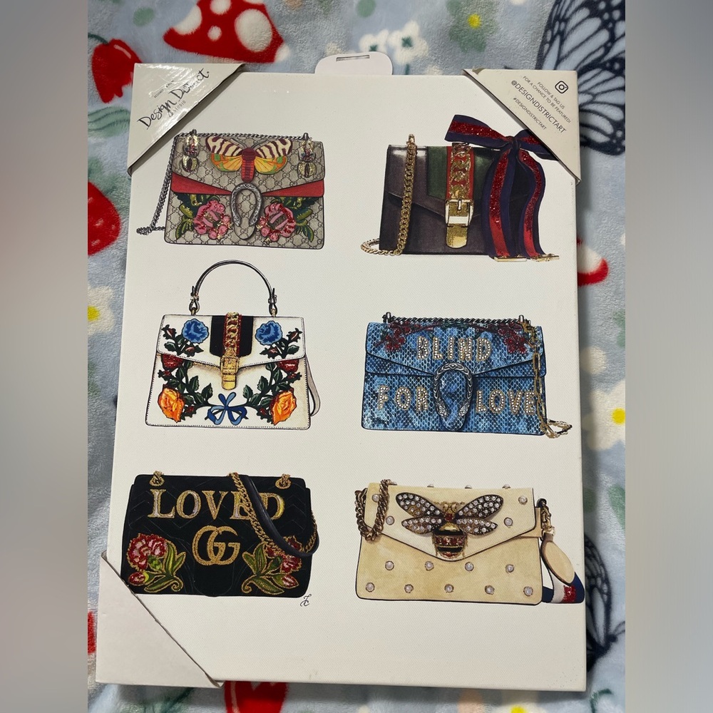 NWT Luxury Inspired Purse Love Themed Canvas Art